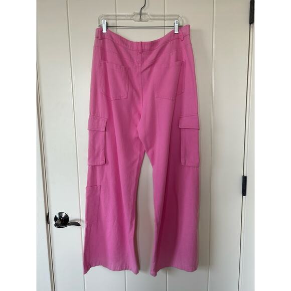 Timing Bubblegum High Rise Wide Leg Denim Cargo Pant Size L - Picture 5 of 10